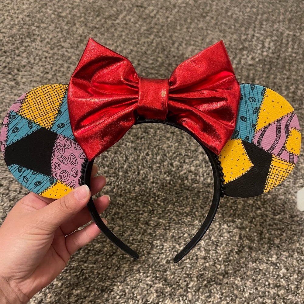 “Sally” nightmare before Christmas Mouse Ears Headband with Red Bow